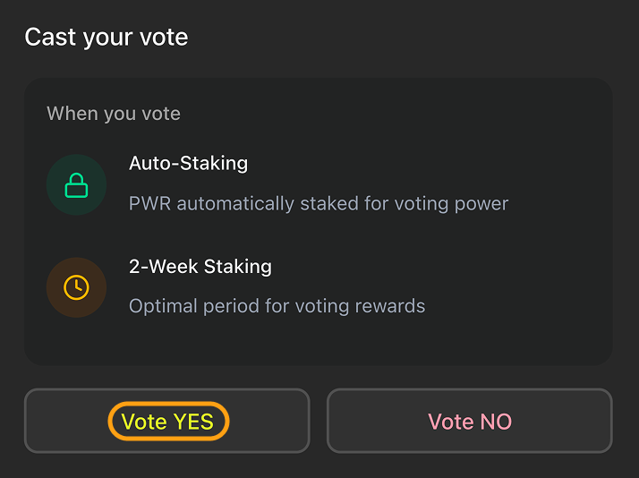 The “Cast your vote” block with voting options